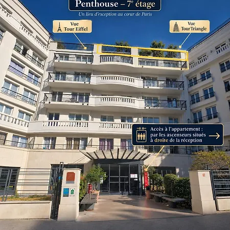 Appartamento Penthouse Vue Tour Eiffel 2 Parkings Free - 2 Terrasses - Entièrement Climatisé Porte De Versailles 4 - 6 Pers